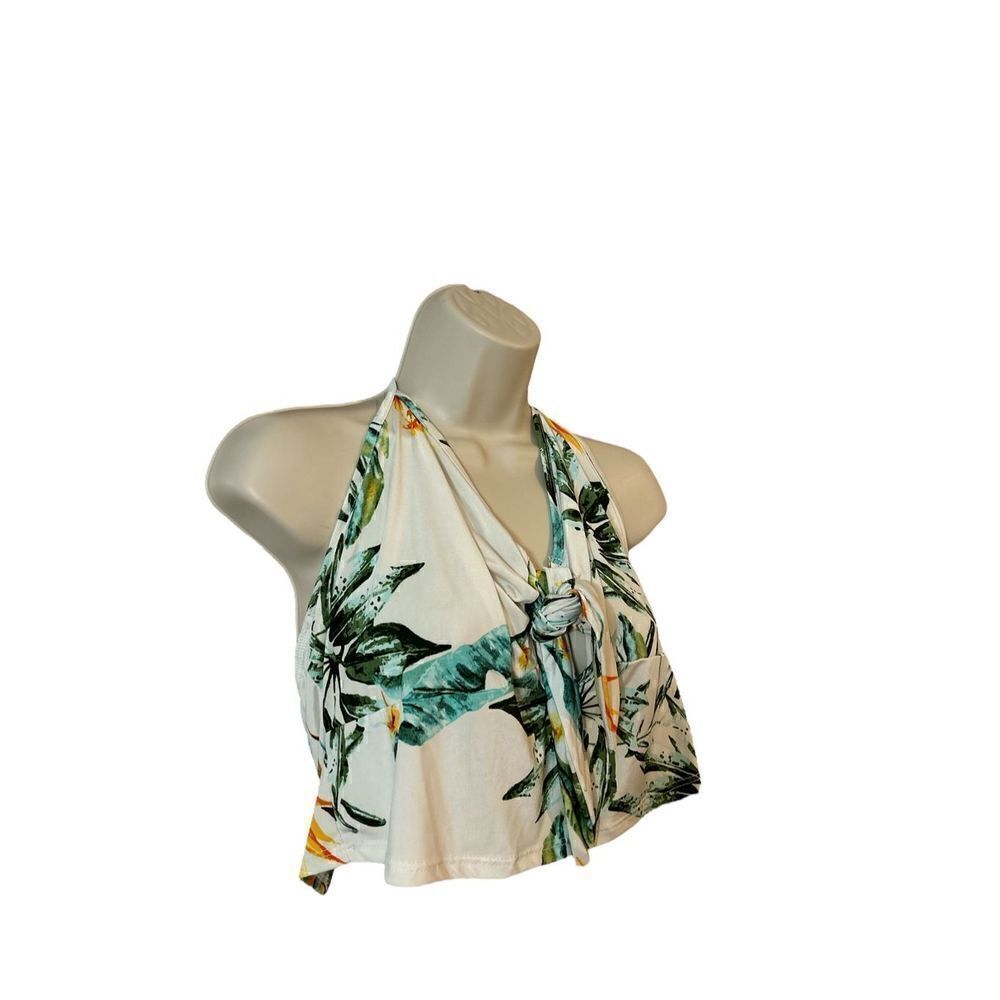 Fashion to Figure Floral Tie Front Crop Top Plus Size 2X - Picture 2 of 6